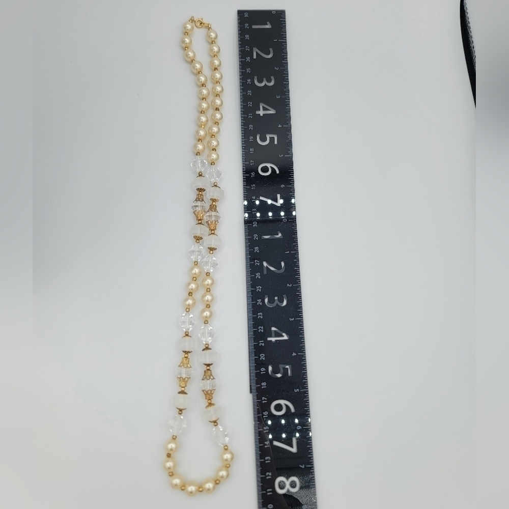 Vintage Necklaces Cream Faux Pearl Goldtone Set of 2 #1232 & 1233 - Picture 6 of 16